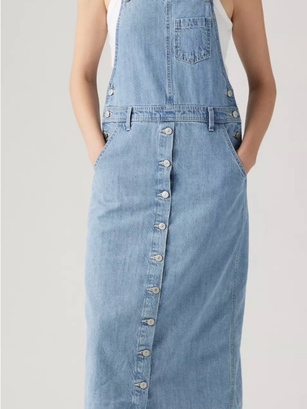 Levi's Tico Jean Jumper Denim Dress Jean Overall Midi Dress Women's Sz XS